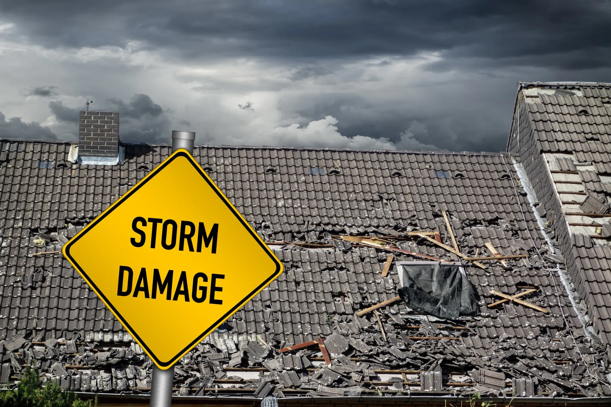 Storm damaged home